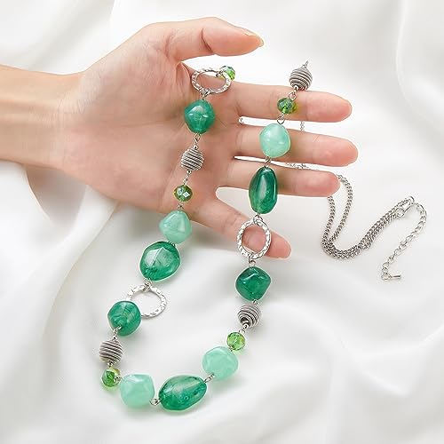 Long collier de perles cadeau femme avec chaîne argent - 3
