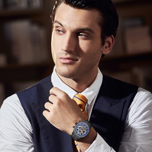 Image of Sapphero Mens Watches Quartz Movement Chronograph 30M Waterproof Steel Strap Fashion Business Sport Design Scratch Resistant Gifts for Men