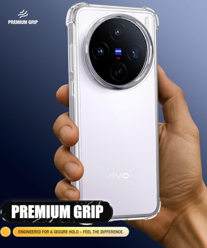 Image of WOW IMAGINE Ultra-Hybrid Crystal Clear Back Case for Vivo X200T 5G | Shockproof Design | Camera Protection Bump | Hard Mobile Back Cover with Cushioned Edges - Transparent