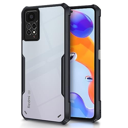 Image of Outlouders Back Cover for Redmi Note 11 Pro 5G /Note 11 Pro Plus 5G | Ultra Hybrid Transparent | Full Camera Protection | Raised Edge | Crystal Clear Bumper Case (Black)