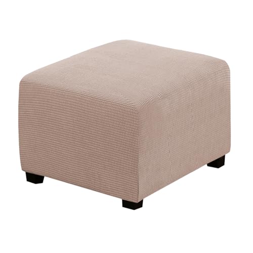Image of H.VERSAILTEX Ottoman Cover Slipcover Rectangle Fit Length 35 inch-45 inch Footrest Sofa Slipcovers Stool Cover Footstool Protector Covers Feature Stretch Thick Soft Jacquard Fabric Removable Washable - Sand
