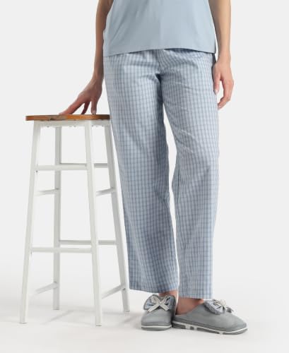 Image of Jockey RX06 Women's Super Combed Cotton Woven Fabric Relaxed Fit Striped Pyjama with Side Pockets (Checks & Prints May Vary)
