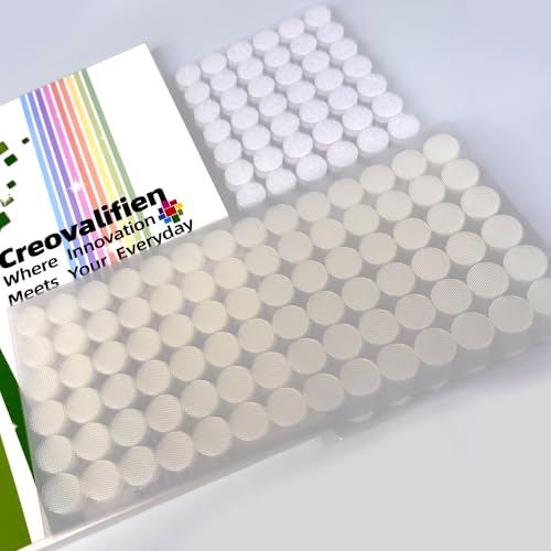 Creovalifien 1500 Pcs (750 Pairs) Thin Clear Hook and Loop Dots with Adhesive 0.59 Inch / 1.5 cm Diameter Nylon Transparent Sticky Back Glue Tapes Fastener for School Classroom Teacher Supplies
