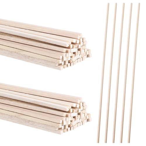 cobee 50 palitos de madera de balsa, tacos de madera de balsa de 1/4 x 12 pulgadas, hojas de madera de balsa, palos de manualidades, cuadrados, tiras de madera para manualidades, proyectos de