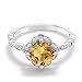 Gem Stone King Yellow Citrine 925 Platinum Plated Sterling Silver Women's Ring (1.74 Cttw Cushion Gemstone Birthstone Available in size 5, 6, 7, 8, 9)