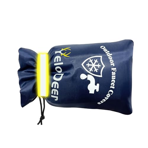 Outdoor Faucet Cover for Winter, Yelodeer 7.1' W X 10.7' H Upgraded Thicken Spigot Pipe Covers, Reusable Waterproof Oxford Faucet Sock, Hose Bib Covers for Winter Insulated Freeze Protection