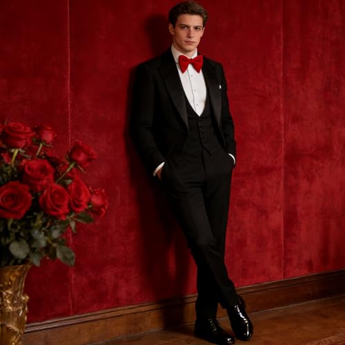 Image of Alizeal Velvet Pre-tied Adjustable Bow Tie for Men Oversize Formal Solid Tuxedo Bowtie