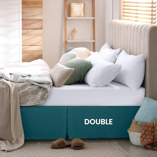 Utopia Bedding Base Valance Sheet Double- Soft Brushed Polyester-Microfibre - Pleated - Fits Under the Mattress & Down to the Floor - Bed Base Skirt (Teal) - Image 2