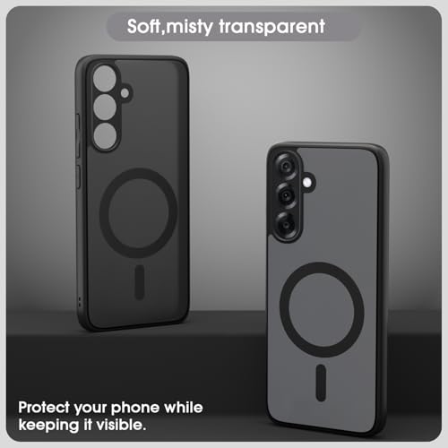 Image of Amazon Basics Back Cover for Samsung Galaxy A36 5G Compatible with Mag-Safe Smoke Back | Shockproof Design | Hard Transparent Back Case (Black Smoke Mag-Safe)