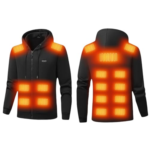 Womens Mens Heated Hoodies Zip Up Drawstring Hooded Jacket Windbreak Warming Rechargeable Sweatshirt with Pockets3