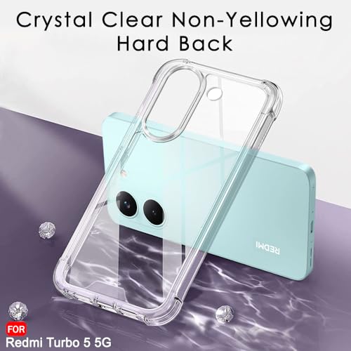 Image of TheGiftKart Crystal Clear Back Cover Case for Mi Redmi Turbo 5 5G / Poco X8 Pro 5G | 360 Degree Protection | Shock Proof Design | Transparent Back Cover Case (PC & TPU, Transparent Bumper)