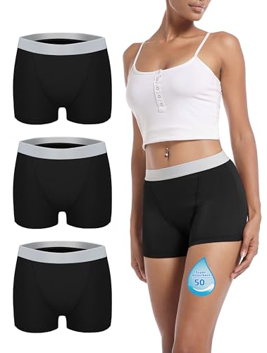 Image of TIICHOO Leakproof Period Underwear for Women Heavy Flow Day and Night Absorbency Period Shorts Pack of 3(Large, Black of 3)
