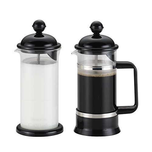 BonJour 3-Cup/12.7-Oz. La Petite Frother Set Borosilicate Glass French Press, 12.7 oz, Black