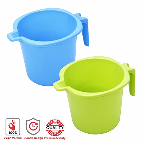 Image of Wonder Homeware Prime Dyna 2000 LT Bathroom Mug, Strong Plastic Material,for use in Bathroom, Kitchen, Laundry, Garage,Pack of 2 Pc, 1500 ml, Blue Color (Blue Green 2)
