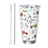 JunZheO 20oz Doodle Buggy PatternTumbler with Lid, Stainless Steel Double Wall Vacuum Insulated Travel Mug, Reusable Thermal Coffee Cup for Hot & Cold Beverages