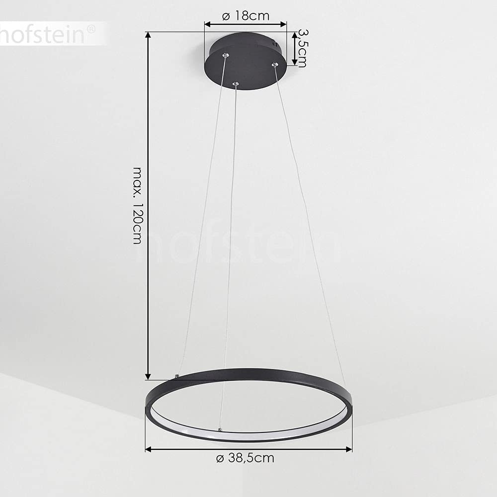 LED Hängeleuchte Calcium, moderne Deckenlampe aus Metall in schwarz und weißem Kunststoff, runde Deckenleuchte, 1 x LED 19 Watt, 800 Lumen, 3000 Kelvin