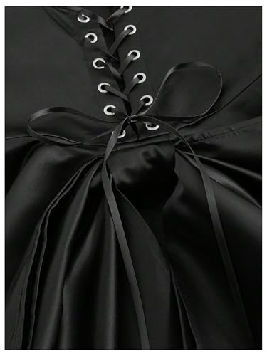 Image of WDIRARA Women's Satin Bow Homecoming Dresses Spaghetti Strap Wedding Guest Gown Summer Mini Dress