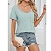 Cotton T Shirts for Women Soft Short Sleeve Scoop Neck Basic Tees Comfortable Summer Casual Trendy Tops with Pocket Green