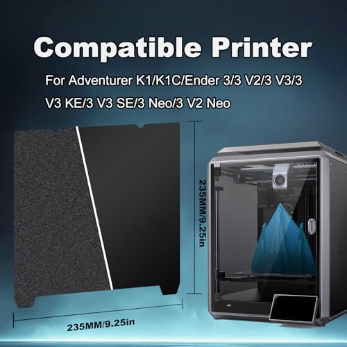 Image of 235x235mm Black Build Plate for K1C /K1 /Ender 3 V3 /Ender 3 V3 KE /Ender 3 /Ender 3 Pro /Ender 3 V2 /3 V2 Neo /CR 10 SE, Double Sided Textured PEI+Smooth PEI Flexible Spring Stee Platform