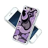 for Purple Love Heart iPhone SE 2020/8/7 Cases, Cute Design Purple Love Heart Painting Art Coffee...