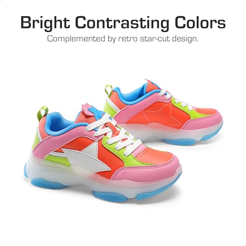 Dream Pairs Girls Sneakers Lace Up Sparkle Starshimmer Jelly Sole Colorful Walking Shoes Kids For School Daily Sports,Size 4 Big Kid,Rainbow,Sdfs2411K thumb #2