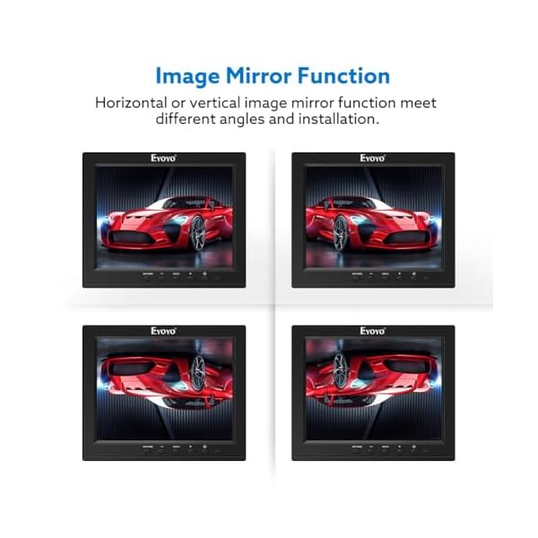 Eyoyo 8 Inch HDMI Monitor Small LCD Screen Mini Monitors 1024x768 4:3 TFT HD CCTV Security Display with Speakers HDMI VGA BNC AV Ypbpr Input for Computer PC Laptop RasPi Camera - Image 3