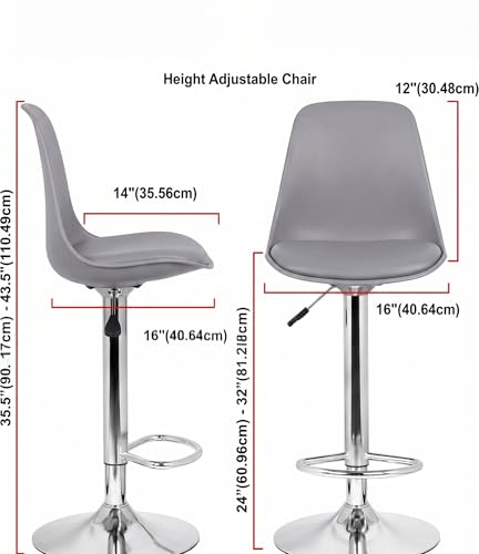 Image of Modern Arihant Bar Stool with 360 Swivel | Height Adjustable Bar Chair | Counter Stool & High Chairs | Comfortable for Home, Office, Restaurant Bar, Cafe & Cash Counter - (Grey)