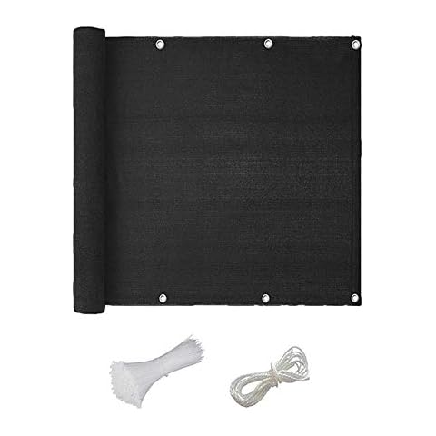 Vurucaa 0.9x5M Wide Privacy Netting Garden Screening Covers Sun-shielding Balcony UV Protection Shade with Rope, Zip Ties, Black Cover