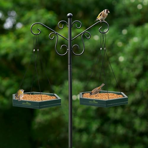 MIXXIDEA Platform Bird Feeder Tray, Hanging Bird Feeders for Outdoors, Wooden Seed Tray Mesh Seed Platform for Garden Yard Outside Decoration Attracting for Wild Birds (1pk-Green) - image 7