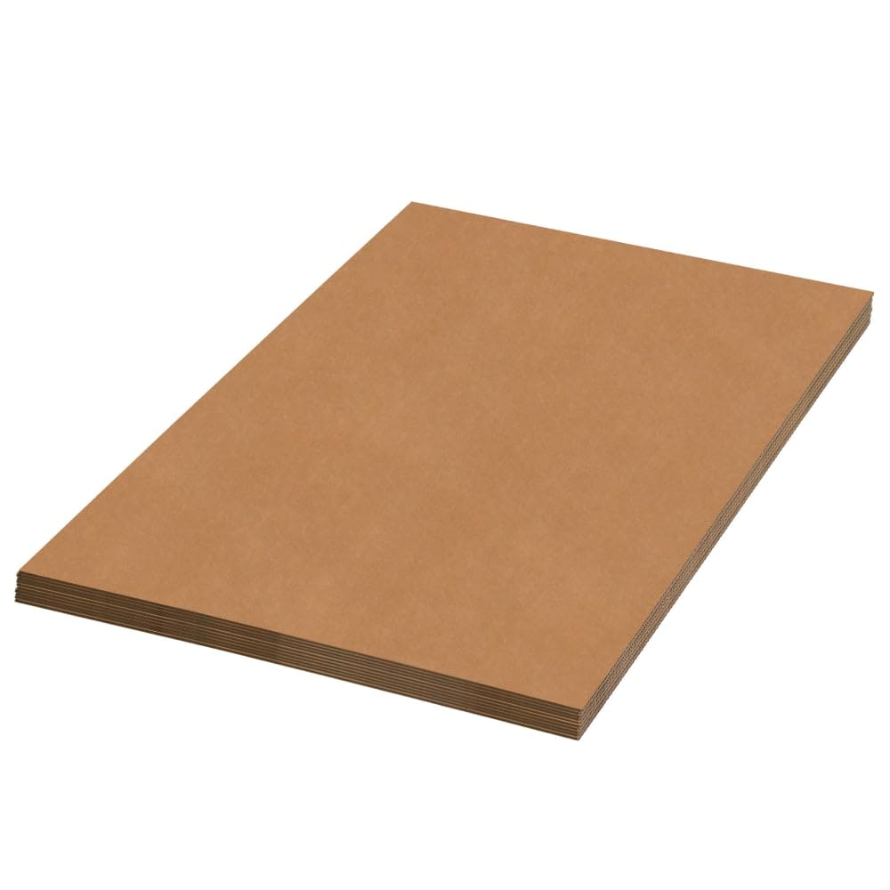 Aviditi Corrugated Cardboard Sheets, 16" x 16", Kraft Brown, for Packing, Mailing, and Protecting Products from Forklift Damage, 50 Sheets