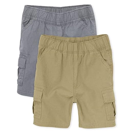 The Children's Place Bermuda cargo para bebês meninos, Linho/tempestade, pacote com 2, 12-18 Meses