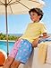 Cozople Blue Pink Boys Swim Trunks Size 14-16 Kids Bathing Suit Fashion Color-Blocking Breathable Swim Shorts with Pockets