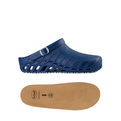 Scholl Clog Evo Azul + Plantillas Anatómicas y Antiestáticas Scholl para Clog Evo – Azul/Marrón