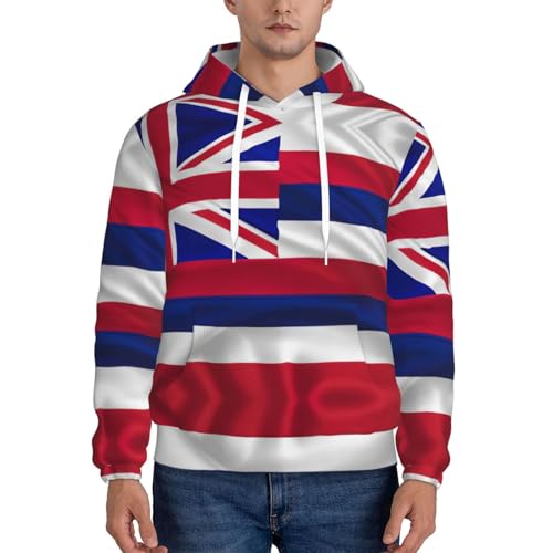 Sweat à capuche imprimé drapeau d'Hawaï manches longues casual