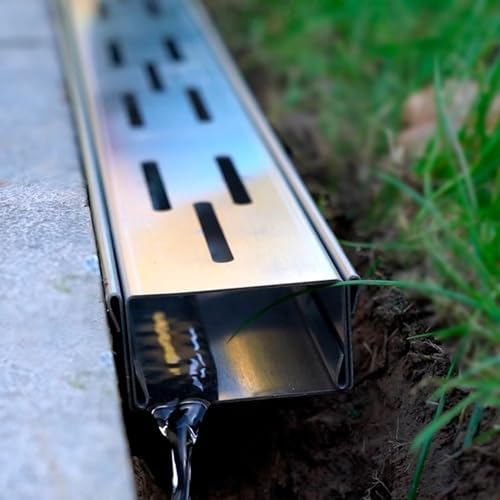 Stainless Steel Drainage Trench Grate Kit - Rectangular Shower & Outdoor Drain System for Sidewalks, Patios, Parking Lots & Decks - Durable Water Management Solution