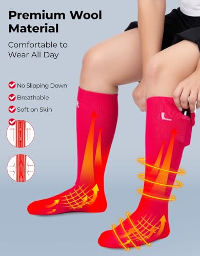 KEMIMOTO Wool-Blended Heated Socks for Men APP Control, Ski Socks Men with Toes Heat Zone, Machine Washable Toe Warmer with 5000mAh Battery, for Winter Skiing Motorcycle2