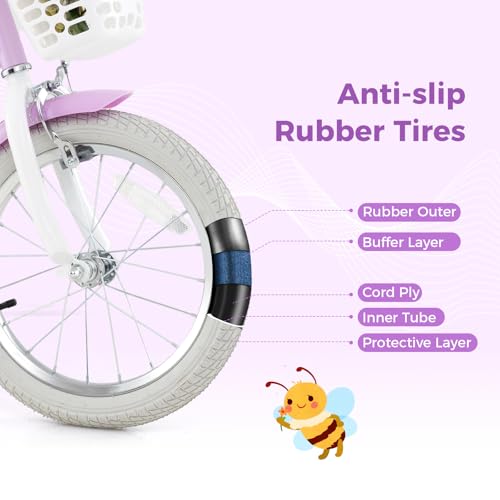Image of BABY JOY Girls Bike with Streamers & Doll-Seat, Kids Bike for 3-8 Years Old