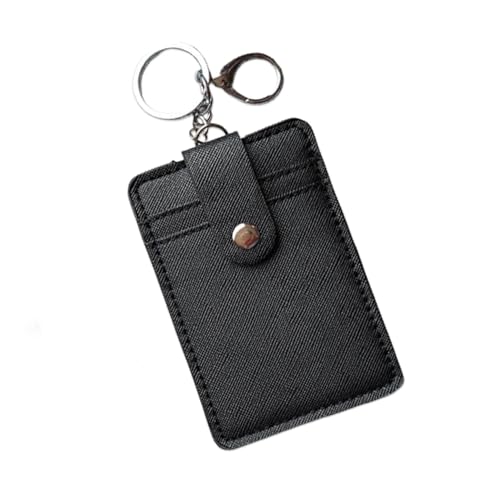 FIBOUND 1 Unidad Funda Tarjetas Delgada Piel con Bloqueo RFID de Calidad - Soporte Seguro con 2 Anillas para Llaves Desmontables + Cierre para Tarjetas y DNI Electrónico
