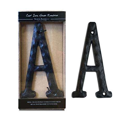 Image of NACH House Numbers for Outside, 5.5 inch Black Address Numbers for House - Letter A - Rustic Mailbox Letters and Numbers for Outside with Mounting Hardware