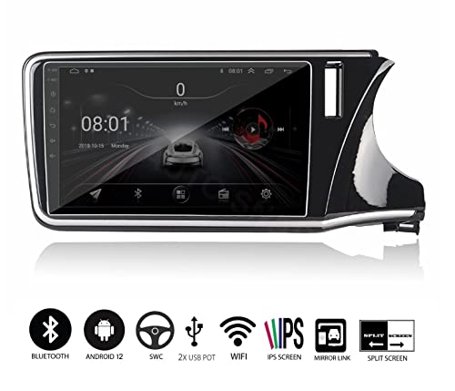 Image of AUTO SNAP 9 Inches 22cm Touch Screen Android 12 Gorilla Glass IPS Display Car Stereo with 2GB RAM /16 GB ROM GPS /Wi-Fi /Navigation /Steering Wheel Controls Mirror Link Compatible for Honda City 2012