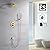 sumerain Brushed Gold Shower Faucet System with high pressure 8 Inches rain shower head and brass hand shower, Rough-In Valve Body and Trim Included