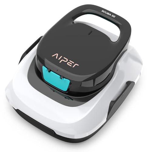 AIPER Scuba 800, Robot per piscina senza fili, Batteria a doppia azionamento, Parcheggio automatico, Adatto per piscine piatte fino a 80 mq, Drenaggio rapido, Autonomia 90 min (Bianco)