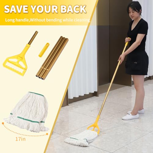Commercial Mop Bucket with Side-Press Wringer for Floor Cleaning, 35 Quarts, Yellow, Including One Commercial Mop - Image 5