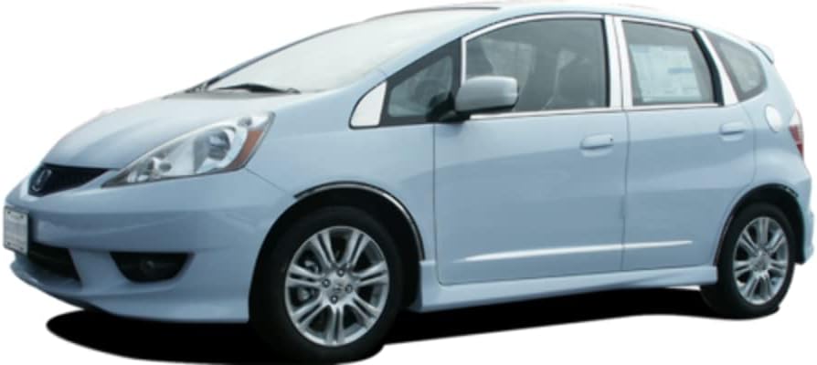 QAA is Compatible with 2009-2013 Honda Fit 8 Piece Stainless Rocker Panel Trim, Lower Kit, 3.125" Width, with Trim Crease TH29221
