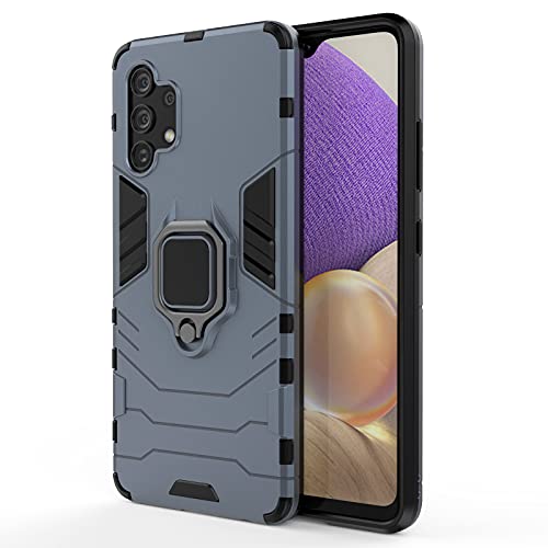 Image of WOW IMAGINE Tough Armor Bumper Back Case Cover for Samsung Galaxy M32 5G 2021 | Ring Holder & Kickstand in-Built | Excellent 360 Degree Protection (Blue)