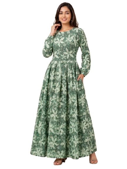 sarinku Georgette Printed Anarkali Gown Lightweight & No Transparency Full Sleeve Flared Gown Dress Elegant Floral Print Casual, Party-picture-37
