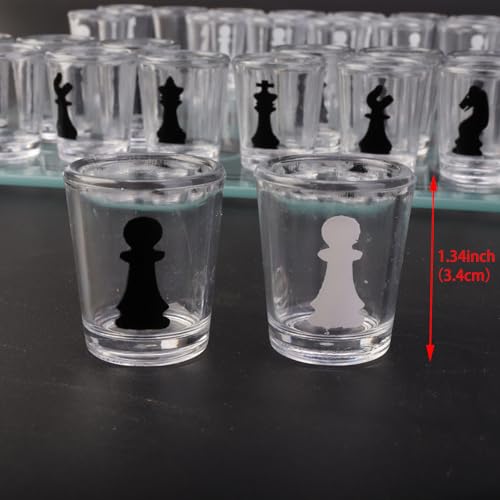 Shot Glass Chess Set, tablero de ajedrez 9.45 pulgadas miniatura 4