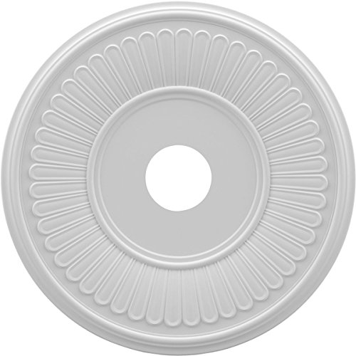 Image of Ekena Millwork CMP19BE Berkshire Thermoformed PVC Ceiling Medallion (Fits Canopies up to 8 3 /8 inch), 19 inchOD x 3 1 /2 inchID x 1 inchP