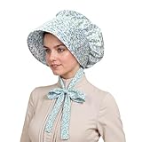 gagift world Colonial Hat, Vintage Floral Bonnet with Tie Band, Pioneer Bonnet Mob Hat Maid Cap Maid Costume for Women and Girls Dress Up Cosplay Accessories for Halloween