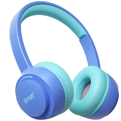 Image of gorsun Kids Bluetooth Headphones, Bluetooth 5.3, Toddler Headphones 85 dBA Safe Volume, 45H Play Time, with Microphone, Kids Wireless Headset for iPad/Tablet/Travel/School, ldeal Gift (Blue)